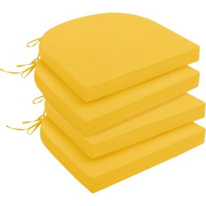 downluxe Outdoor Chair Cushions Set of 4 for Patio Furniture, Water-Resistant Patio Chair Cushions with Ties, High Density Foam Outdoor Seat Cushion, 17" X 16" X 2", Yellow