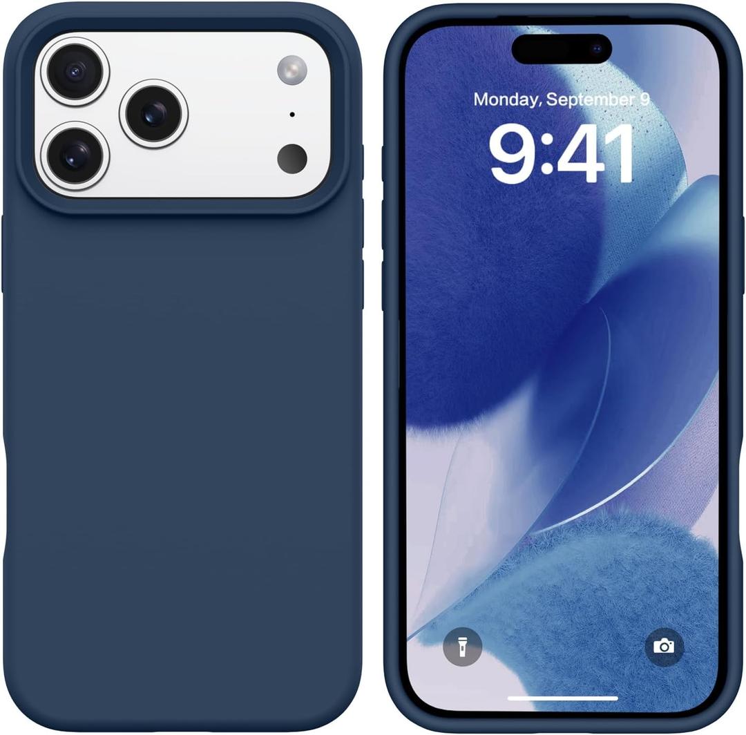 BENTOBEN for iPhone 17 Pro Case, Liquid Silicone Anti-Slip Microfiber Lining 17 ProPhone Case, Slim Soft Gel Rubber Anti-Scratch Shockproof Cover for iPhone 17 Pro 6.3" 2025, Navy Blue