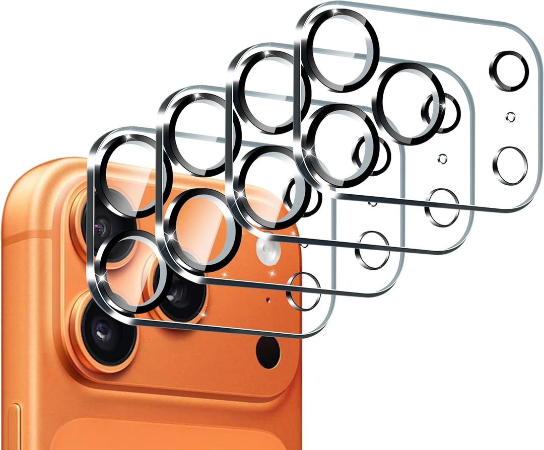 ivoler 4-Pack Camera Lens Protector for iPhone 17 Pro 6.3'' Screen Protector Tempered Glass[Case Friendly][New Rersion],for iPhone 17 Pro Scratch-Resistant,Clear+Black Circle (Transparent)