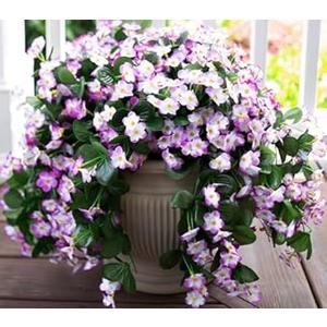 HyeFlora Artificial Fake Hanging Flowers Plants Vines for Outdoor Spring Decoration, 2PCS Faux Silk Orchid Long Stems Look Real UV Resistant for Home Outside Garden Wall Indoor 