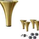 Set of 4 Designer Metal Legs  Heavy Duty Furniture Legs for Sofa Tables, Coffee Tables, and DIY Projects  Modern Style with Easy Installation (Brushed Brass, 5" H)