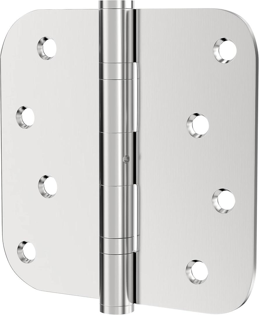 Hinges, 3 Pack Door Hinges Stainless Steel Hinges 4" Heavy Duty Hinge Ball Bearing Door Hinge with Rounded 5/8-Inch Radius Corners Thickness 3mm Hinges Heavy Duty Exterior Door Hinges