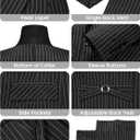 Kelyaa Women's 3 Piece Striped Suit One Button Slim Fit Business Work Professional Blazer Jacket Vest Pants Set (Black, M)