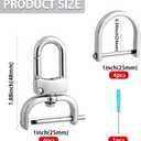 4pcs Detachable Snap Hook Swivel Clasp with 4pcs D-Rings Screw in Shackle for DIY Purse Strap Replacement (Silver,1 inch)