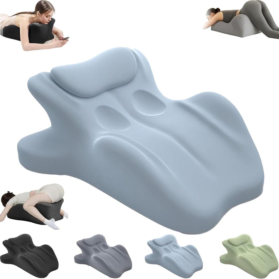 RSN Ergonomic Foam Wedge Pillow, 27 Angled Support for Neck and Waist, Multi-Position Support Pillow (Blue)
