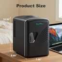 Iceblue Mini Fridge, Retro 4 Liter /6 Cans Mini Skincare Fridge, AC Plug & 12V Car Charger Mini Makeup Fridge, Compact & Portable 4A Cooling Tiny Fridge for Bedroom, Car, Office, Dorm, Gift - Black