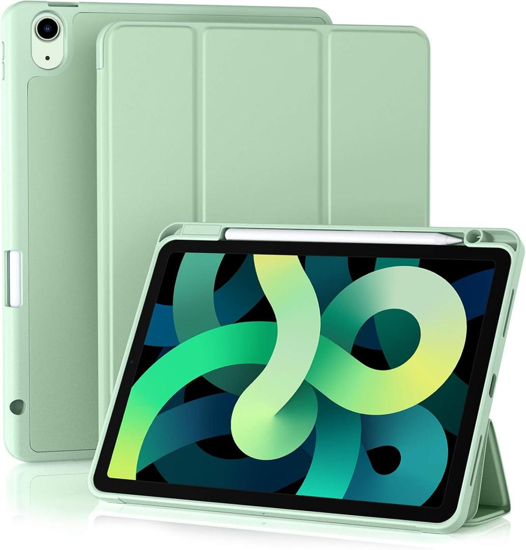 Akkerds Compatible with iPad Air 11 Inch Case 8th/7th/6th Generation (M4/M3/M2) 2026/2025/2024, for iPad Air 5th/4th Generation Case 10.9 Inch 2022/2020 with Pencil Holder[Auto Sleep/Wake], Green