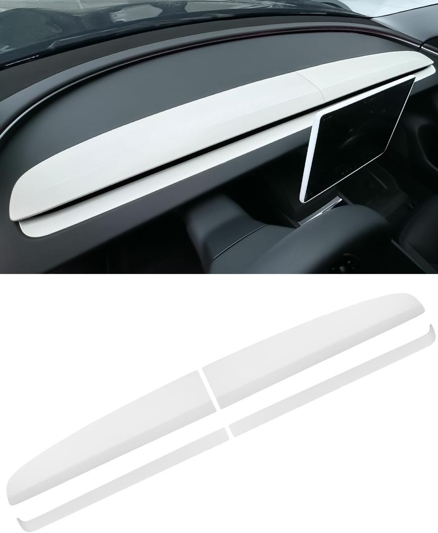 Dashbooard Cover 4pcs ABS Dashboard Panel Trim Cover Compatible with Tesla Model Y Juniper 2025 2026 (Matte White)