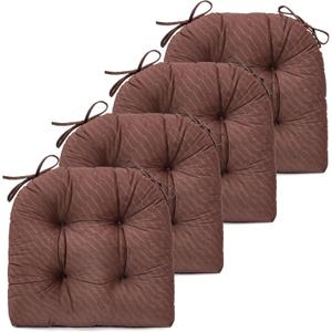 FABRICASTLE Chair Cushions Pads Non-Skid Comfortable 17" x 16" Seat Cushion Cover Set of 4 for Indoor Kitchen Dining Room Office Chairs (Dark Brown, 4 Counts (Pack of 1))