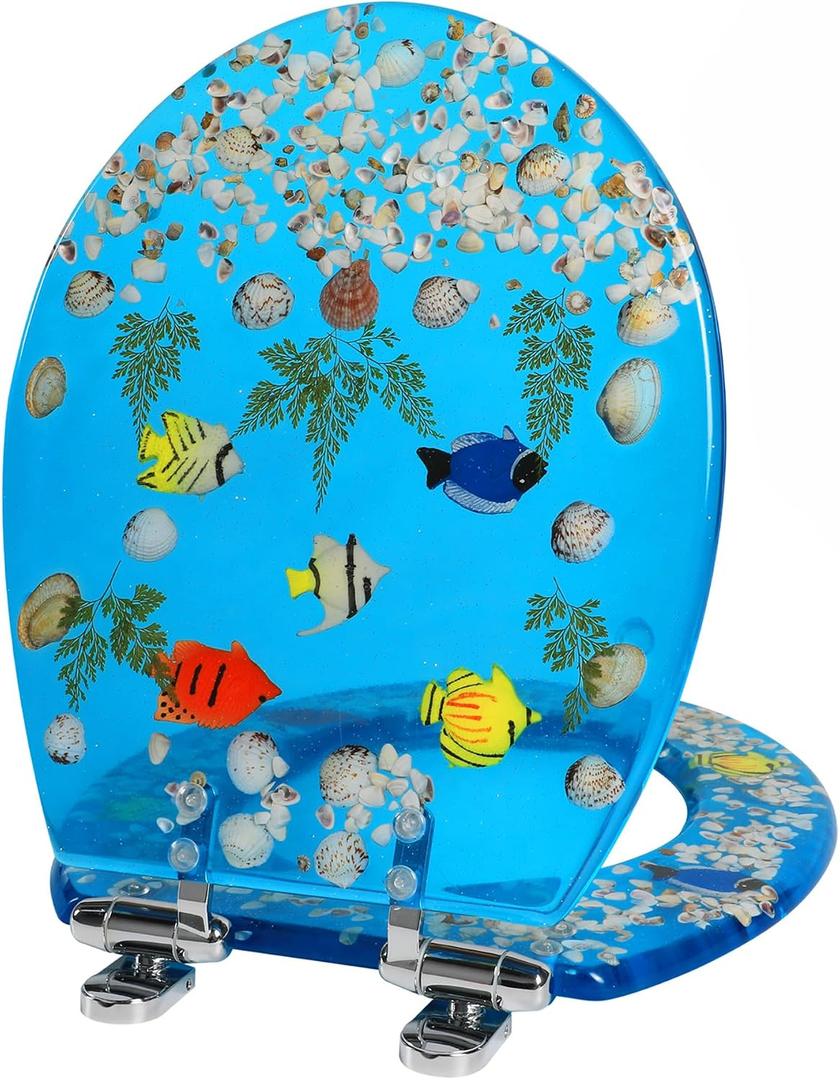 Angol Shiold ROUND Ocean Resin Toilet Seat Soft Close 16.5"