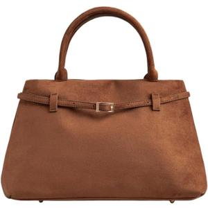Base’ic Women’s Suede Tote Bag with Gold Hardware – Trendy Slouchy Shoulder Hobo Satchel Handbag Work Purse Travel Gift