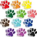Junkin 60 Pcs Mini Paw Prints Cutouts Accents Bulletin Board Patrol Table Decorations Wall Decal Poster for Kids Educational School Home Party Supplies(Colorful)