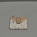 GAEKEAO Small Wallets for Women RFID Blocking Leather Bifold Zipper Pocket Wallet Credit Card Holder with ID Window (Type 2 Kahki&White)