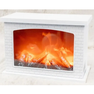 Vicenpal Fireplace Lanterns Decorative Flameless White Brick Tabletop Fireplace Indoor Battery Operated Fire Place USB Operated for Table Christmas Decorations