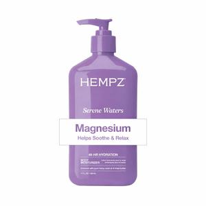 Hempz Magnesium Body Lotion for Sleep & Relaxation, Hydrating Lotion with Arnica, Electrolytes & Shea Butter, Calming Nighttime Moisturizer for Muscle Relief & Soft Skin, Serene Waters Scent, 17 oz