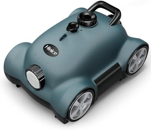 Hinice Cordless Robotic Pool Cleaner Vacuum for Flat Pool In/Above Ground-Lasts up to 150 minutes-Top Load Filters,Self-Parking,Waterline Cleaning-Perfect for Pools Up to 2152 Sq.ft in Area Black Grey 