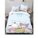 The Cute Cat Anime Bedding Set,3 Piece 3D Cartoon Cute Printed Soft Microfiber Comforter Set with Zipper Closer,Gifts for Kids Teenagers Adult,1 Duvet Cover with 2 Pillowcases-Twin