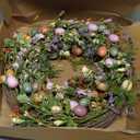 VioletEverGarden 20 Inch Easter Wreaths for Front Door Colorful Easter Wreath Artificial Egg Wreath with Berry for Spring Summer Hoilday Party Decorations