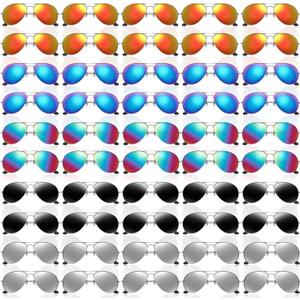 Mepase 50 Pcs Classic Pilot Sunglasses Bulk for Men Women Pilot Polarized Sunglasses Driving UV Proof Metal Frame Sunglasses (Silver, Assorted Colors)