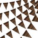 Frienda 5 Pack Brown Wooden Grain Party Decoration Brown Vintage Western Bandana Pennant Banner Garland for Barn Themed Birthday Baby Shower Wild West Farm Camping, 10.8 x 7.5 Inch