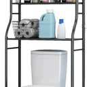 UDEAR 3-Tier Over The Toilet Rack,Bathroom Shelf Space Saver,Corner Stand Storage Organizer Accessories,The Washing Machine,with Hanging Rod,Tower Shelf,Black, 24.89 cm x 68.07 cm x 163.07 cm
