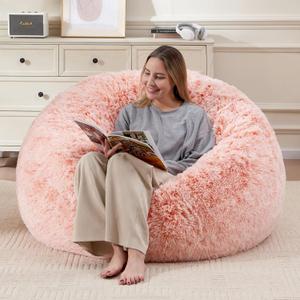 Giant Bean Bag Chair Cover(No Filler), Bean Bag Couch Cover Without Filler Included, Beanbag Chairs for Adults Teens Kids, Anti-Slip, 6FT, Orange
