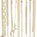 Mkono Necklace Holder Metal Jewelry Display Stand Necklace Organizer with 22 Hooks for Storage and Hanging Bracelet Keychain Home Room Decor for Women,Gold