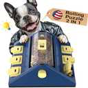 KADTC Paw-Activated Rolling Puzzle Game Toy Level 2 in 1 Puppy Treat Toys Large Capacity Slow Feeder Adjustable Interactive Food Dispenser for Small/Medium Dogs Brain Mental Stimulation Healthy Eating