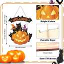 TOARTi 2Pcs Halloween Welcome Front Door Signs Black Cats Welcome Wall Signs Vintage Pumpkin Wall Hanging Bats Wood Sign Halloween Cats Hanging Decor for Porch Outdoor Party Decorations