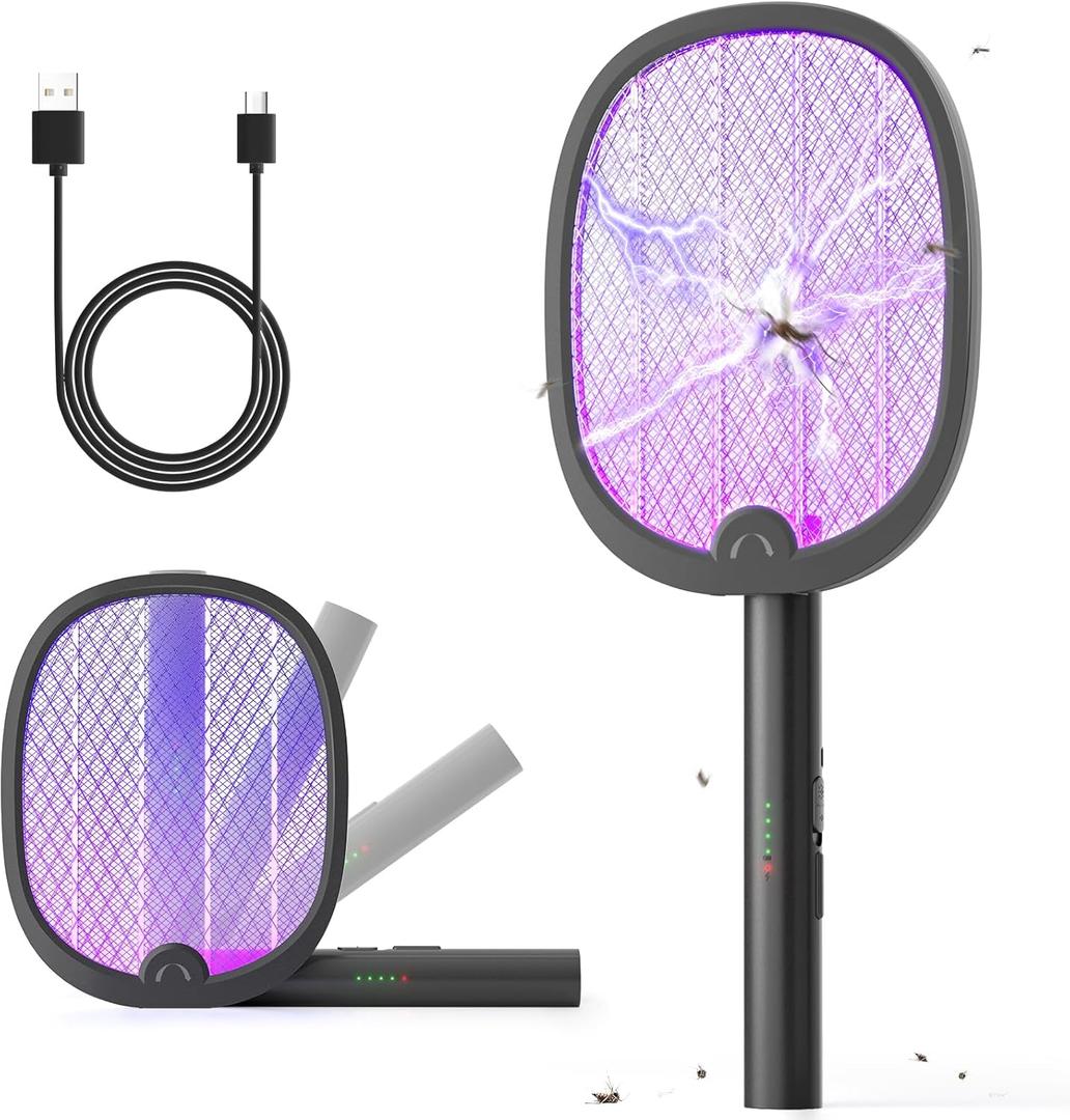 YISSVIC Electric Fly Swatter Foldable Bug Zapper Racket 2 in 1 Mosquito Killer with Attractant Light Rechargeable 1800mAh for Indoor Home Backyard Patio Camping