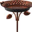 dreamysoul Metal Outdoor Bird Baths, 37 Inches Tall Freestanding Birdbaths, 5-Pronged Bird Bath for Outside Garden Yard Patio Decor, Copper & Black