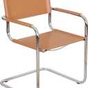 Breuer Chair Company Mart Stam Cantilever Armchair Arm Chair w/Chrome Steel Frame & Bonded Leather (Brown)