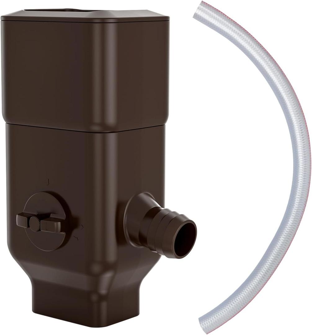 Prestantious Downspout Diverter, Rainwater Diverter with Adjustable Switch Valve, Rainwater Collection System Fits for 3x 4Oversize Downspout and 2x3 Standard Downspout, Brown