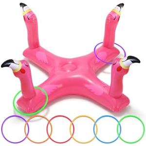 Pool Toys & Pool Games, Flamingo Shark Pool Float Ring Toss - Inflatable Floating Water Game Set for Kids Ages 4-8, 8-12 and Adults, Summer Swimming Pool Party Decorations & Backyard Fun