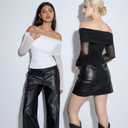 SUUKSESS Women Mesh Off The Shoulder Tops Sexy Going Out Ruched Foldover Shirt Summer Outfits (White, S)