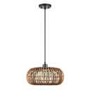 GLOBE Electric 65939 Fitz 1-Light Plug-in or Hardwire Pendant Lighting, Rattan Shade