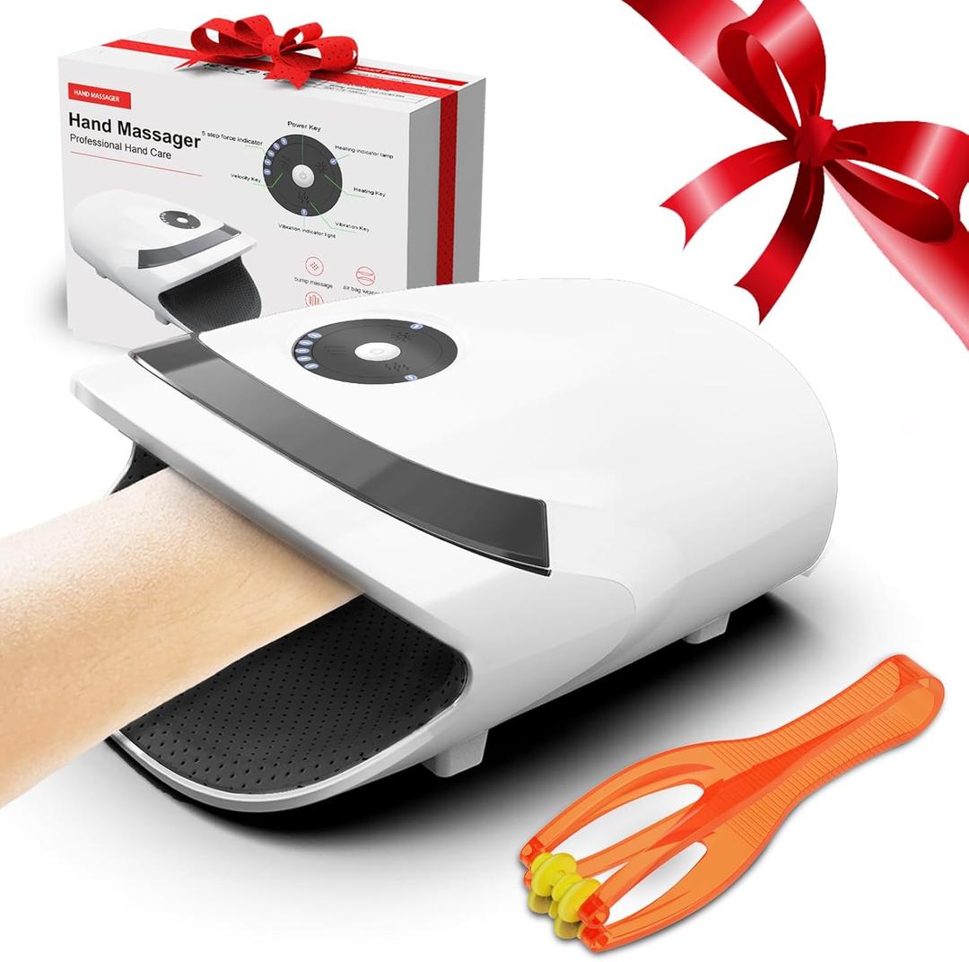 Xllent Hand Massager with Compression & Heating, Mother's Day Gifts for Him and Her,Electric Hand Massager for Arthritis and Carpal Tunnel,Gifts for Women, Men Her Him(White)