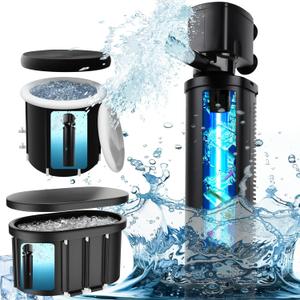 600GPH Pool Filter, UV Sterilzer for 300-1000 Gallon Swimming Pool, Small Pool Filter Green Pool Cleaning Powerful Pump Pool Filter for Children Pools, Inflatable Pools, Cold Plunge Crystal Clear (Black)