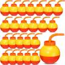Amyhill 24 Set Fishing Bobbers Cups with Straws and Lids Red and Yellow Fishing Birthday Party Decorations 10 oz Plastic Cups for Kids Fishermen Birthday Party Favor