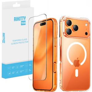 for iPhone 17 Pro Max Crystal Clear Magnetic iPhone Case with 9H Tempered Glass Screen Protector, MagSafe Compatible, Anti-Yellowing Shockproof Transparent iPhone Cover & Screen Protector