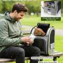Pecute Cat Backpack Carrier Expandable , Foldable Pet Backpack for Cats & Small Dogs Up to 11lbs, with 4-Side Breathable Mesh, Multi-Entry & Lockable Zippers for Travel, Hiking, Camping - Hands Free,