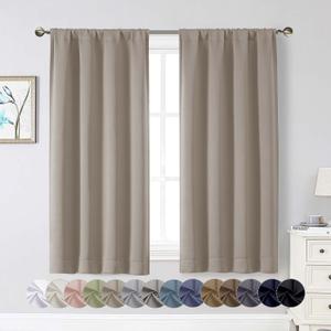 Stone Blackout Curtains for Bedroom Living Room 54 Inch Length 2 Panels, Soft Solid Insulated Room Darkening Curtains Drapes, Modern Rod Pocket Design, Stone, 2PCS Each 40" Wx54 L