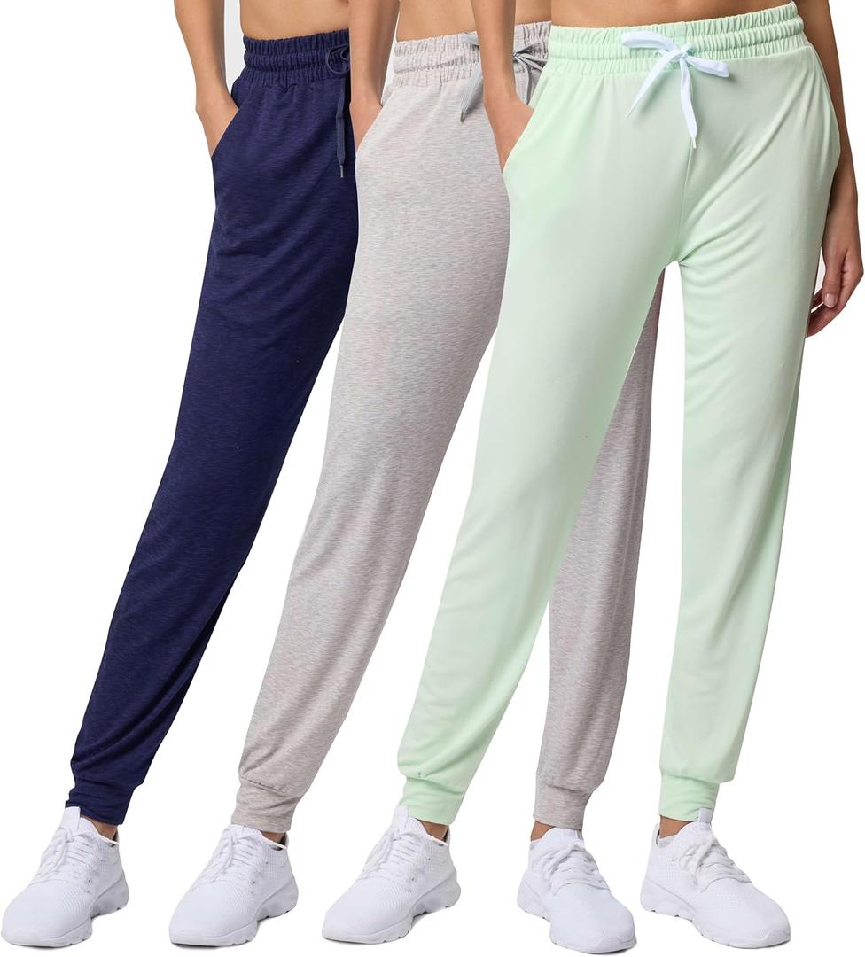 Real Essentials 3 Pack: Women's Lounge Joggers Sweatpants with Pockets Yoga Running Athletic Workout, Set 12, S, Pack of 3