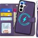 TUCCH Detachable Case Wallet for Galaxy S26, Wrist Strap 3 Card Slots RFID Blocking Wireless Charging Stand, 2-in-1 Magnetic PU Leather Shockproof Folio Cover for Galaxy S26 (6.3") 2026, Deep Purple