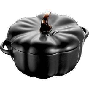STAUB 0.5-qt Petite Ceramic Pumpkin, Oven & Stove Safe up to 572F, Baking Dish, Candy Dish, Matte Black