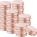 2 Ounce Aluminum Tin Jar with Screw Cap 60mL Tin Cans Refillable Containers for Cosmetic, Lip Balm, Cream, Lotion, Balms, Spices, Salve, Rose Gold 40 Pcs