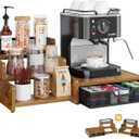 Coffee Station Organizer with K Cup Holder, 28 Pod Capacity,3-Tier Syrup Rack with Coffee Pod Holder Drawer, Coffee Bar organizer Countertop for Accessories,Rustic Brown