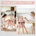 6 in 1 Baby High Chair,Convertible Wooden Baby Girl High Chair,Pink