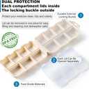 3 Pack, 14 GRIDS Travel Pill Organizer Box with Labels - Travel Medicine Case Kit - Pocket Daily Pharmacy Container - Travel Medication Holder Dispenser for Fish Oil Vitamin Supplement Storage (Khaki+blue+grey)