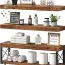 QEEIG Bathroom Shelves Over Toilet - Floating Shelf for Wall Toilet Paper Storage Farmhouse 24 inch Long Set of 3, Rustic Brown (029-60BN3), 23.6"